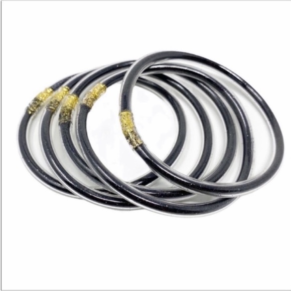 5 BLACK jelly bangle bracelet NEW - Picture 2 of 5